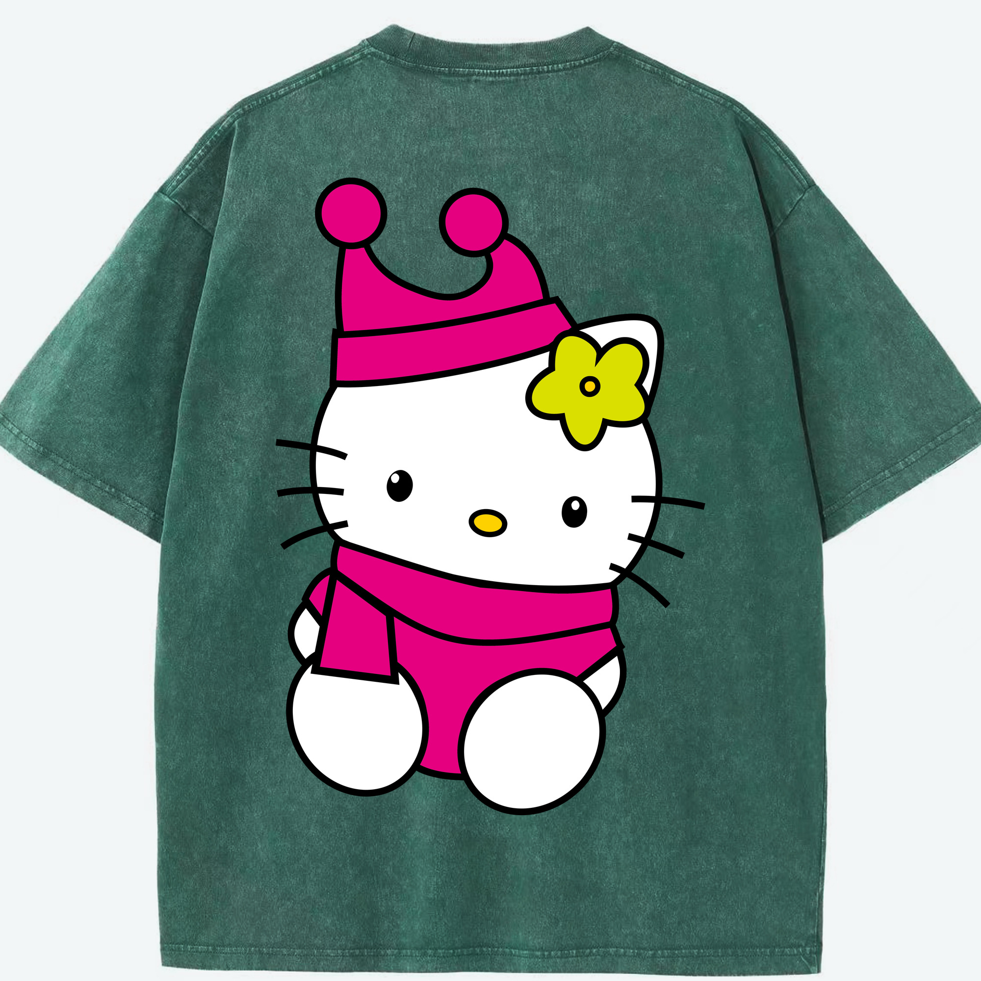 （画像用） Hello Kitty ハローキティ 綿100% ヴィンテージ風 半袖Tシャツ（背面プリント）